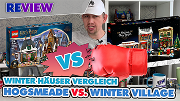 Winterhaus Vergleich: Hogsmeade vs. Winterlich geschmückte Hauptstraße / Potter vs. ICONS (10308 und 76388)